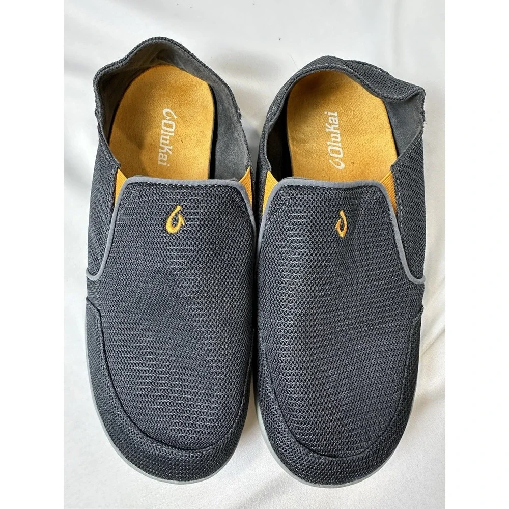Olukai‎ Nohea Mesh Mens Size 9.5 Gray Mesh Slip On Casual Shoes Loafers Comfort